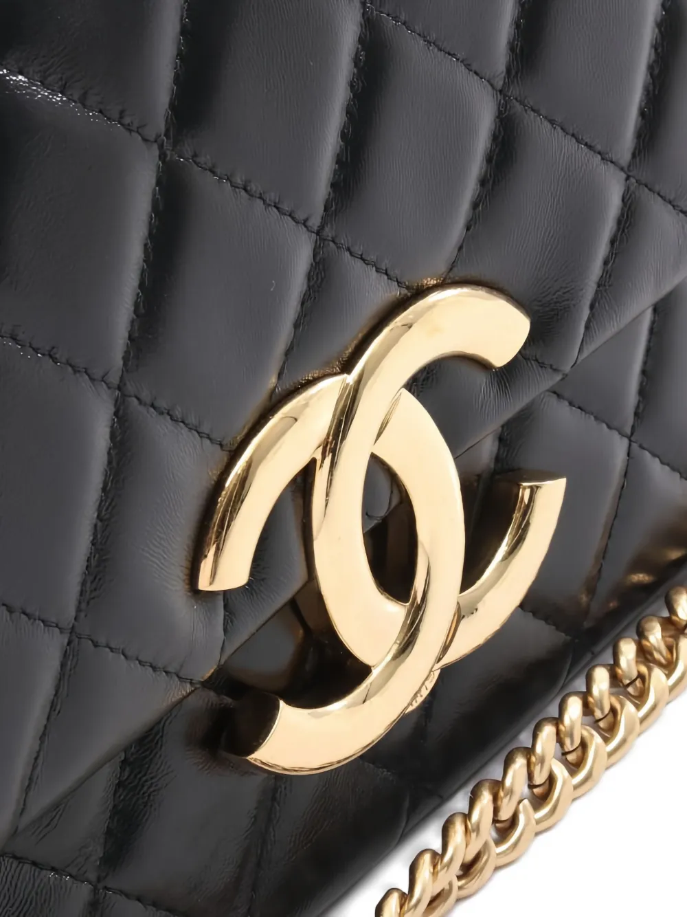 Pre-owned Chanel 2021 Quilted Chain Cross-body Bag In Black
