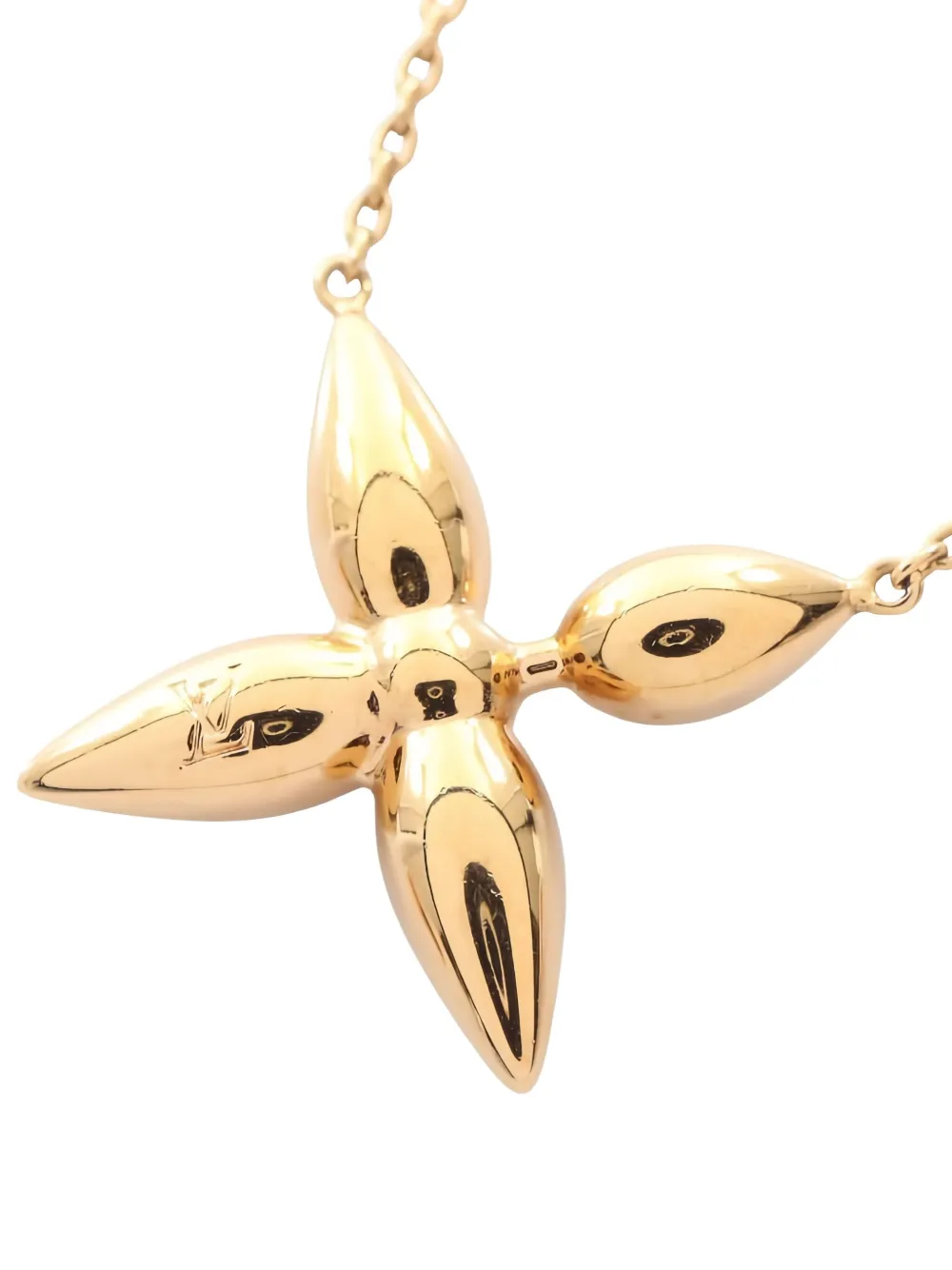 Pre-owned Louis Vuitton 2021 Collier Louisette Flower-pendant Necklace In Gold