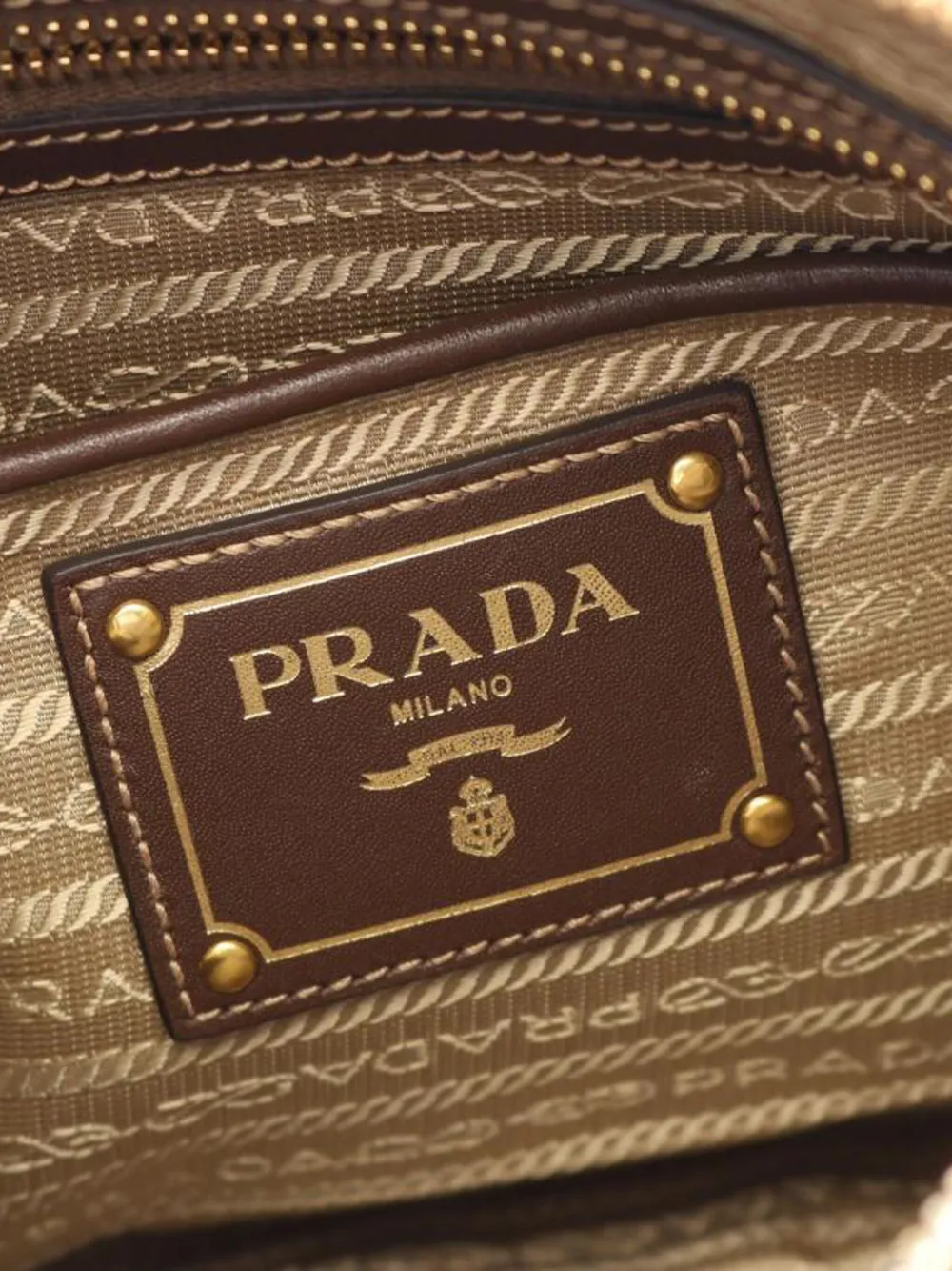 PRADA Pre-owned 2010 Logo Jacquard Shoulder Bag In Neutral