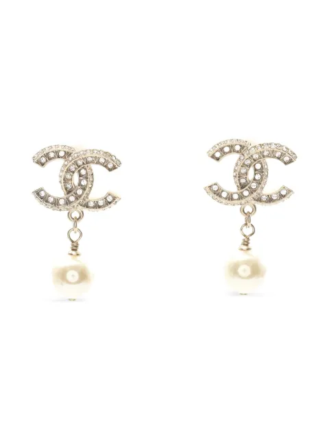 CHANEL Pre-Owned 1986-1988 Coco mark rhinestone earrings