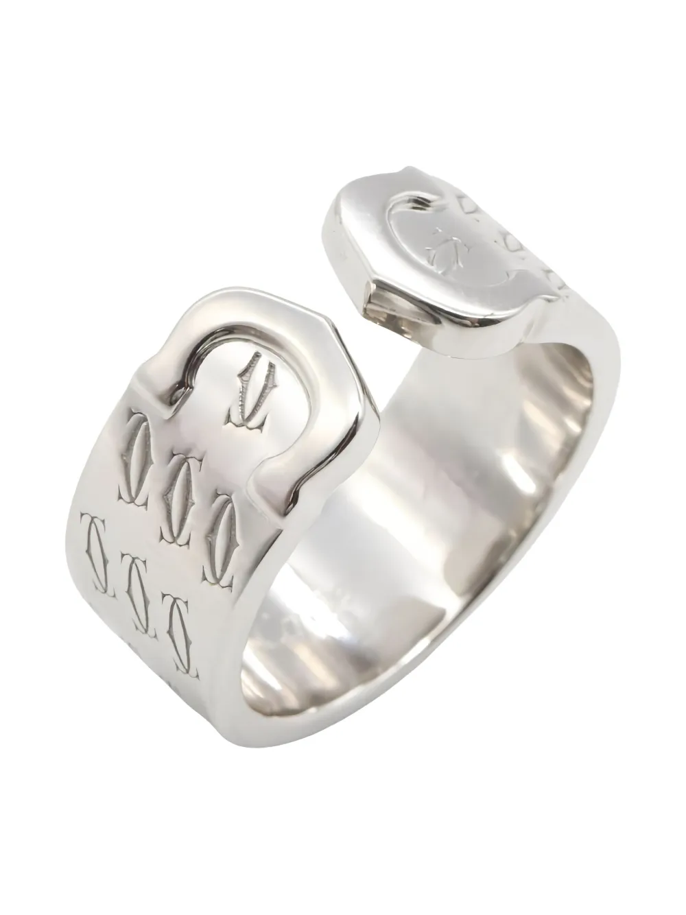 Pre-owned Cartier 2010s 18k White Gold 2c 2000 Xmas Ring In Silver