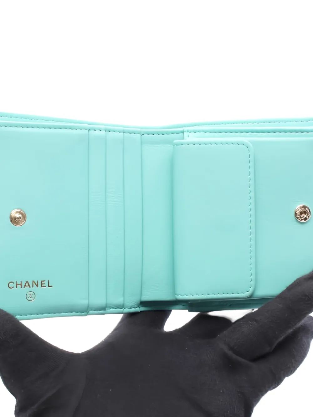 Pre-owned Chanel 2021 Small Classic Matelassé Bi-fold Wallet In Blue