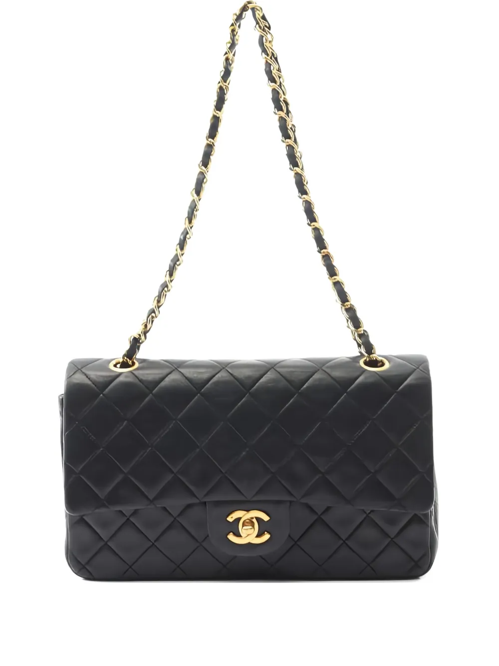 CHANEL Pre-Owned 1989-1991 ダブルフラップ マトラッセ ショルダーバッグ - ブラック CHANEL Pre-Owned 1989-1991 ダブルフラップ マトラッセ ショルダーバッグ - ブラック