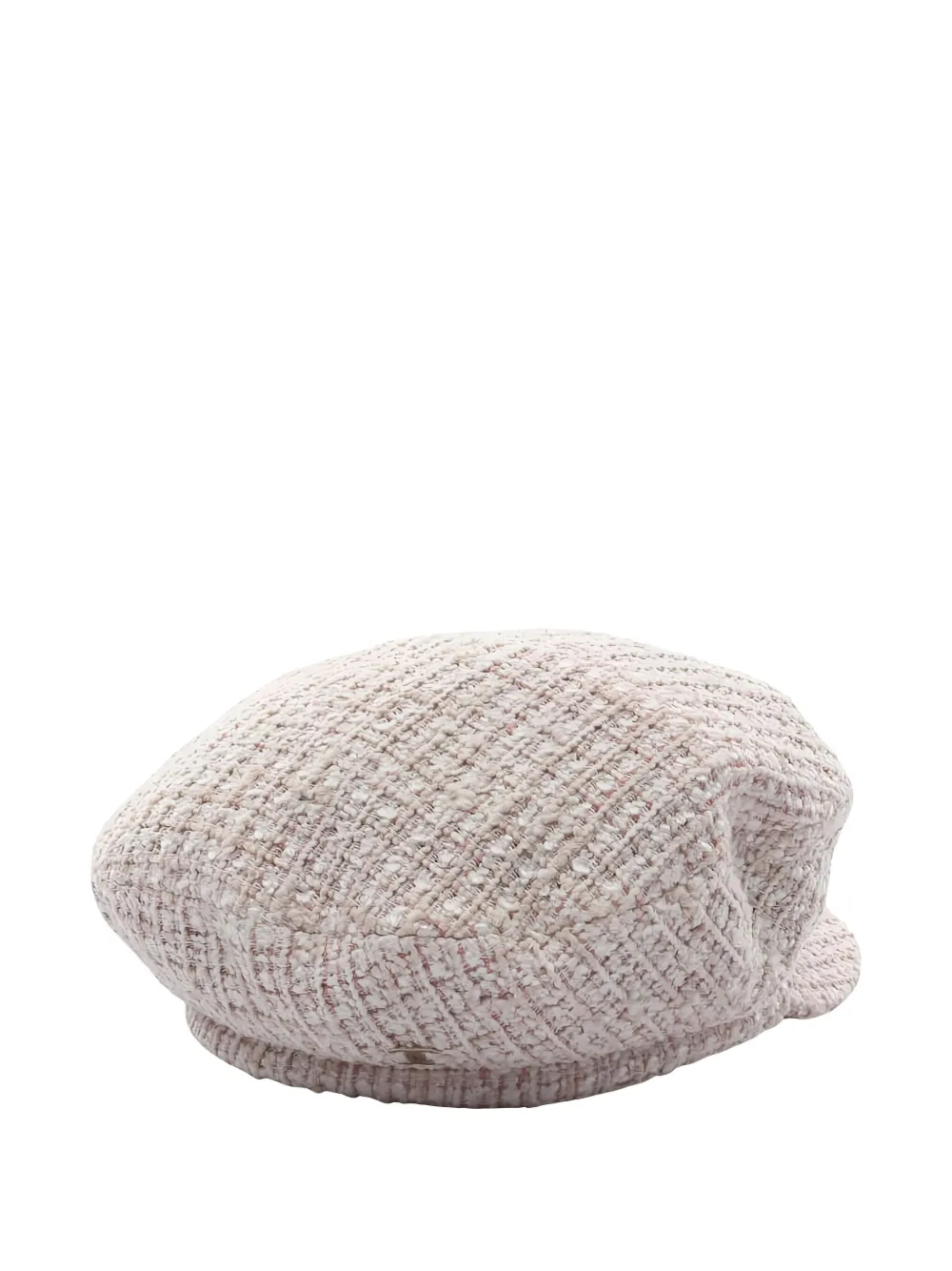 Pre-owned Chanel 1986-1988 Coco Mark Tweed Casquette Hat In Neutral