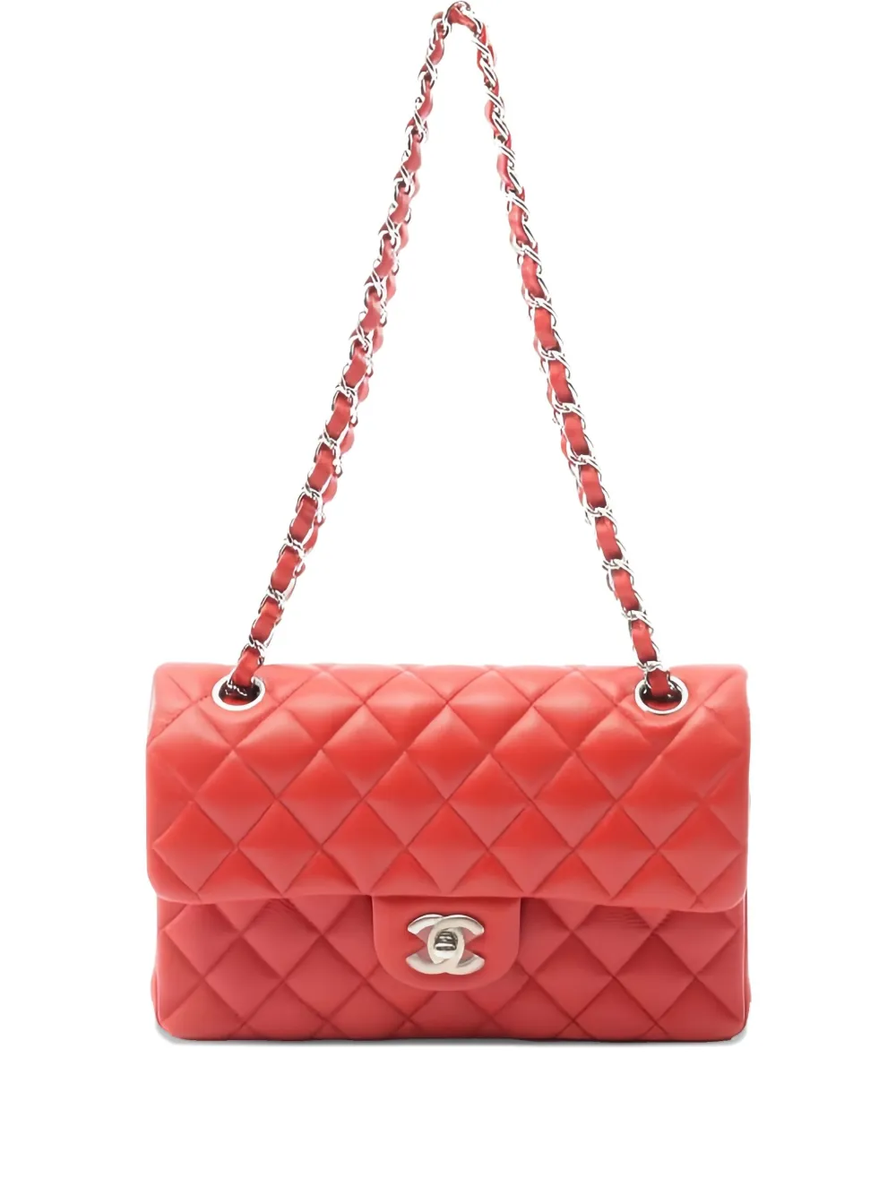 Pre-owned Chanel 2020-2021 Double Flap Shoulder Bag In Red