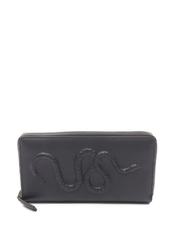 Gucci Pre-Owned 2010s embossed-snake round-zip Wallet Black