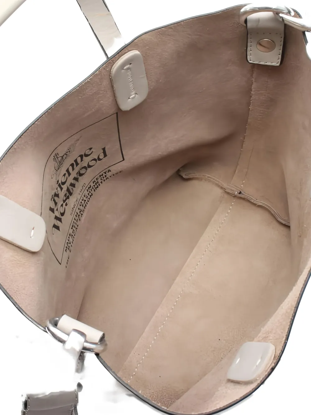 Pre-owned Vivienne Westwood Small 10's Logo-detail Leather Tote Bag In Neutral