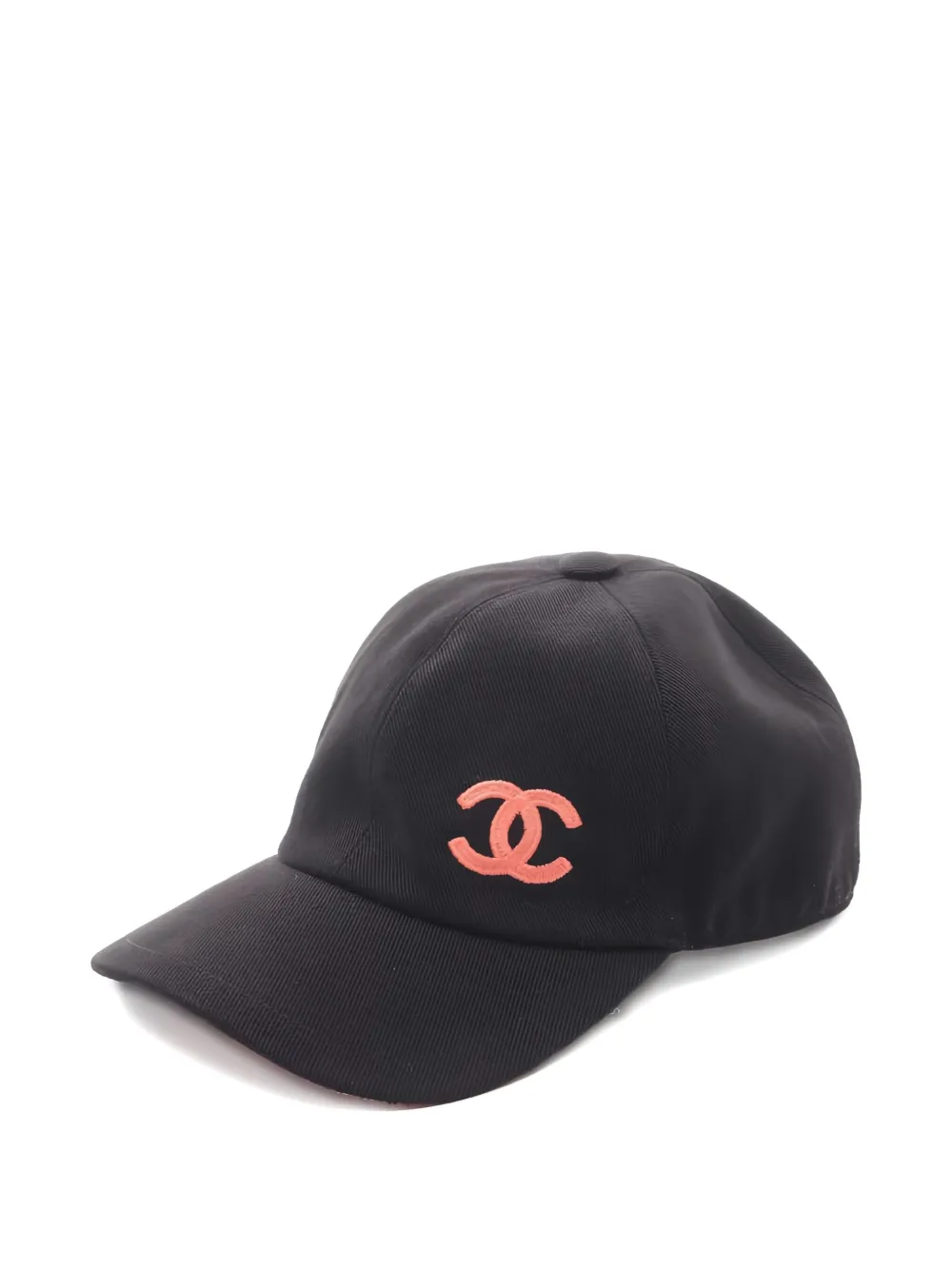 Pre-owned Chanel 1986-1988 Embroidered Coco Mark Cap In Black