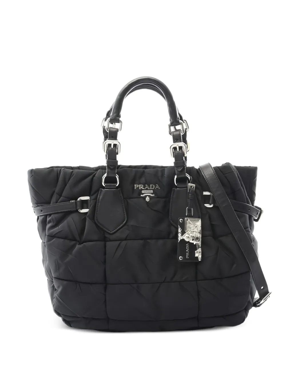 Prada Pre-Owned 2010s Crispy quilted tote bag - ブラック Prada Pre-Owned 2010s Crispy quilted tote bag - ブラック