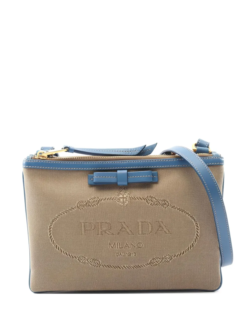Prada Pre-Owned 2010s logo- jacquard crossbody bag - Toni neutri