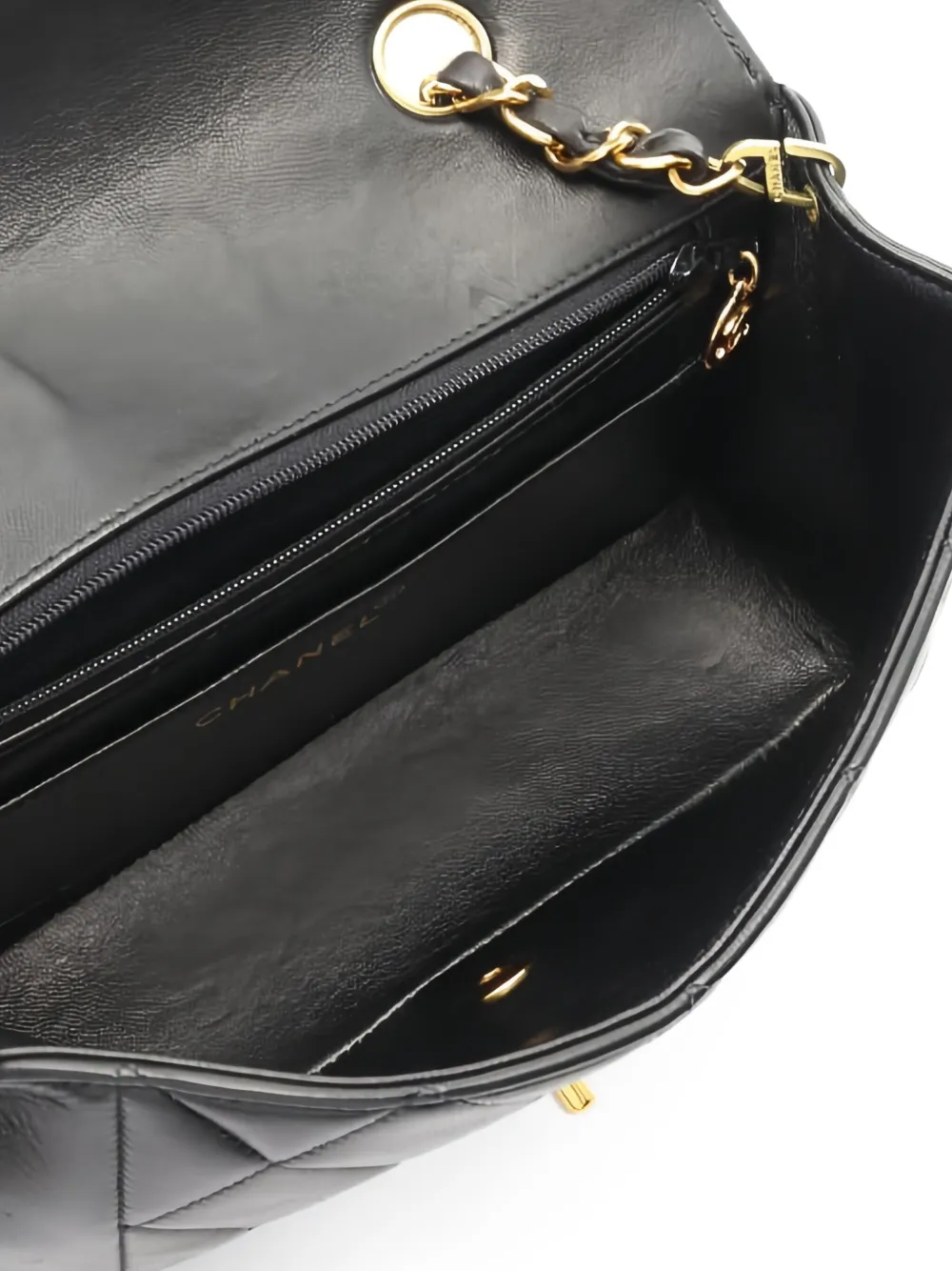 CHANEL Pre-Owned 1996-1997 kleine Diana Matelassé schoudertas met ketting Zwart