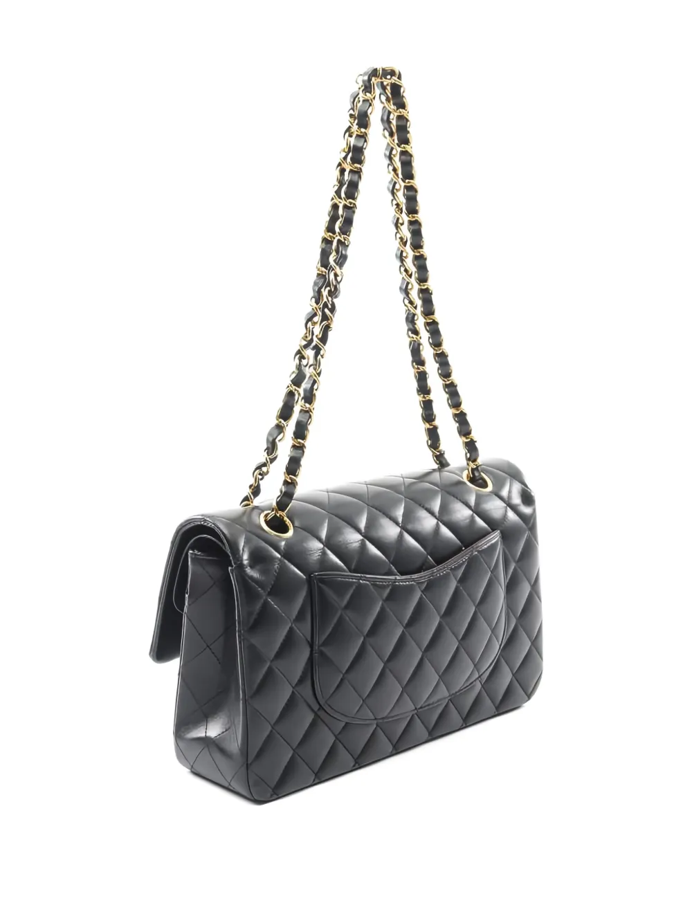 Pre-owned Chanel 2021 Matelassé W Flap Chain Shoulder Bag In Black