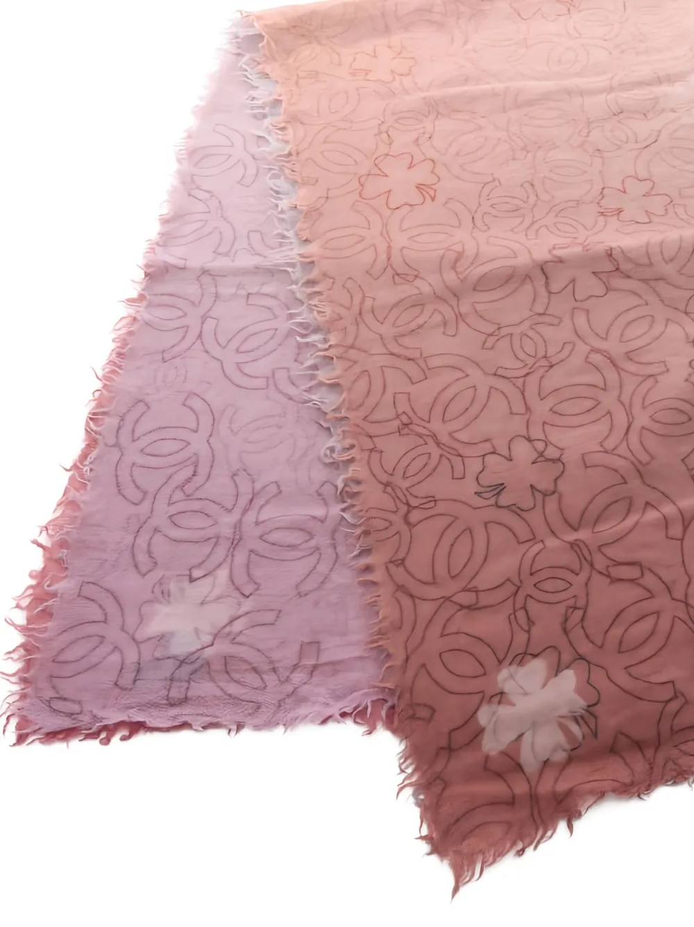 Pre-owned Chanel 1986-1988 Coco Mark Clover Stall Scarf In Pink