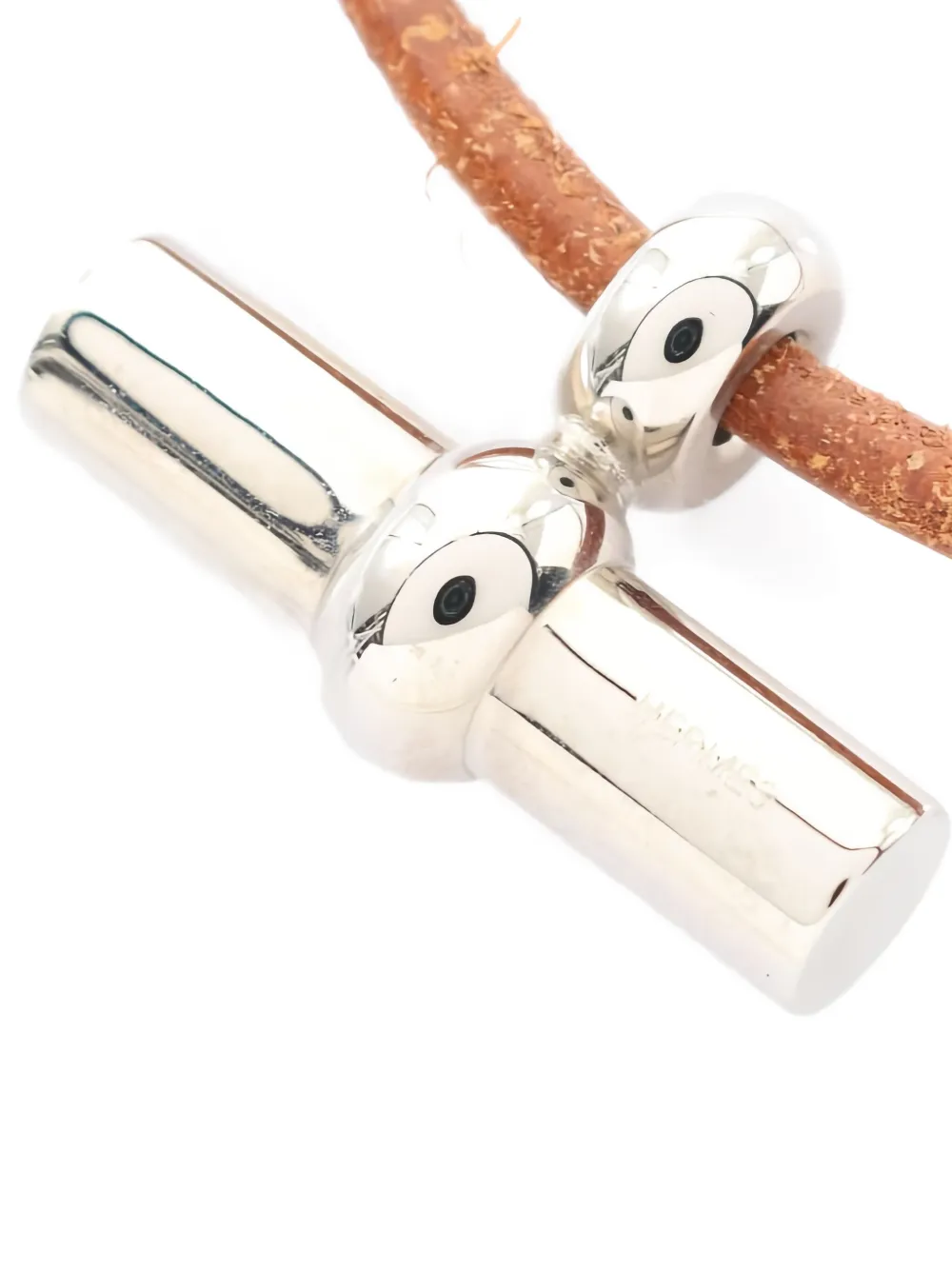 Pre-owned Hermes 2010s Glennan T-bar Necklace In Silver
