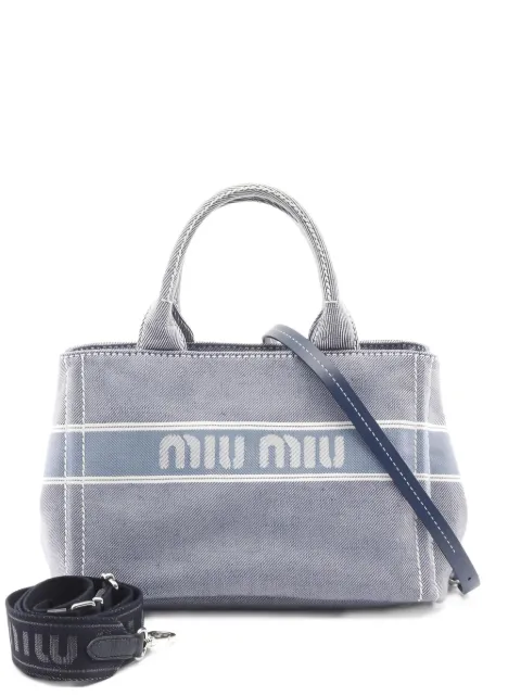 Miu Miu Pre-Owned small 10's logo jacquard denim tote bag