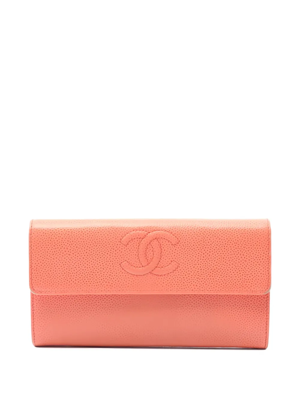 Pre-owned Chanel 2012-2013 Coco Mark Bi-fold Long Wallet In Orange