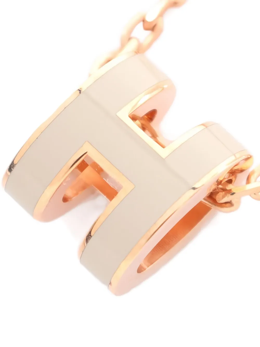 Pre-owned Hermes 10's Mini Pop H Necklace In Gold