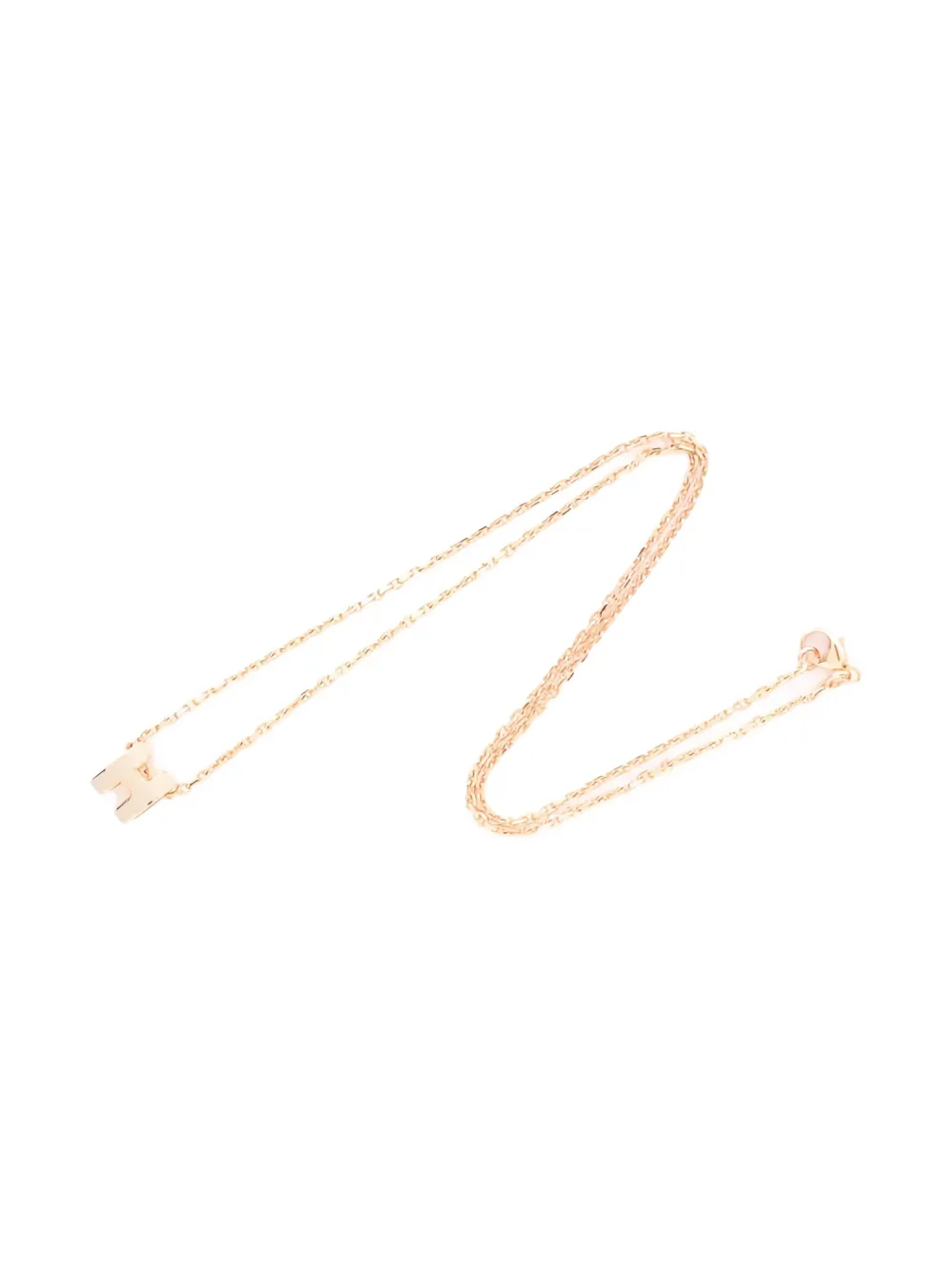 Pre-owned Hermes 10's Mini Pop H Necklace In Gold