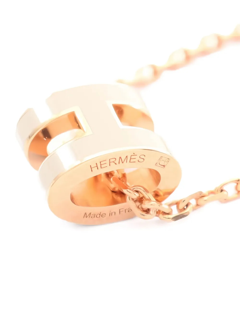 Pre-owned Hermes 10's Mini Pop H Necklace In Gold