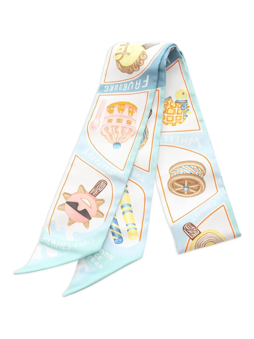 Hermès Pre-Owned 2020s Funny Ice Cream ribbon scarf | White | Image 1