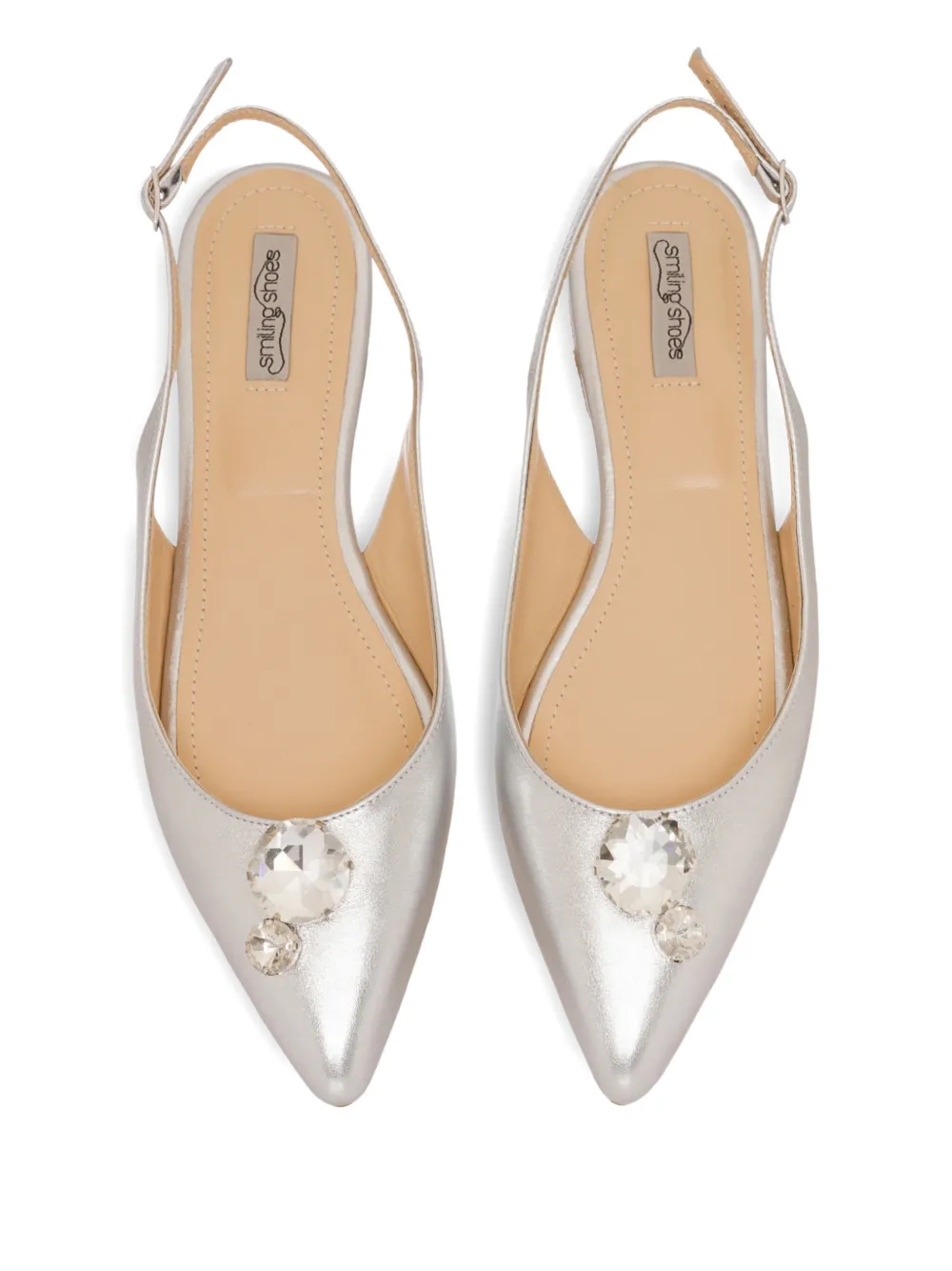 Smiling Shoes Piper Crystal-embellished Ballet Flats In Silver