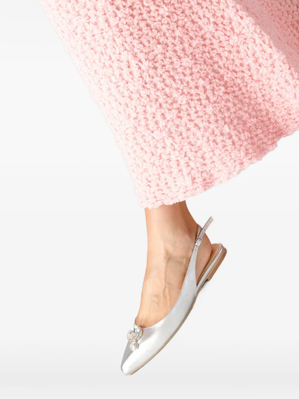 Smiling Shoes Piper Crystal-embellished Ballet Flats In Silver