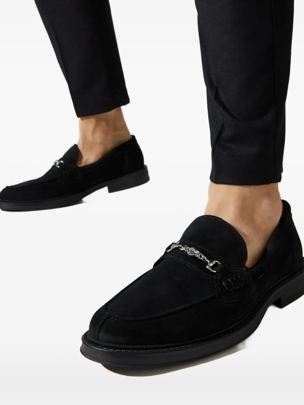 Filling Pieces Suède loafers met ronde neus Zwart
