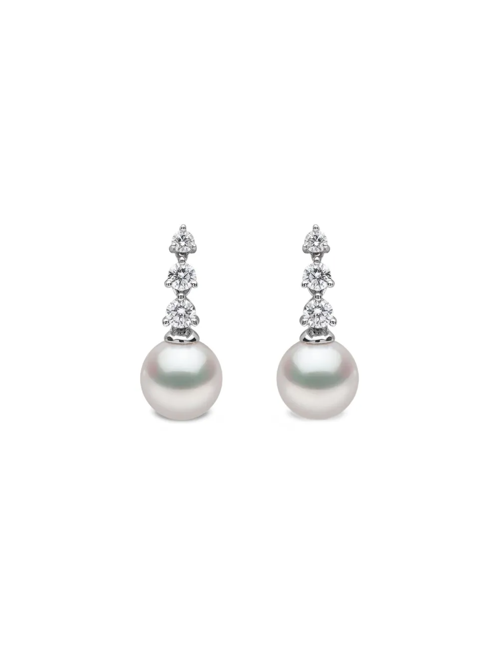Yoko London 18k White Gold Akoya Pearl And Diamond Earring In Metallic