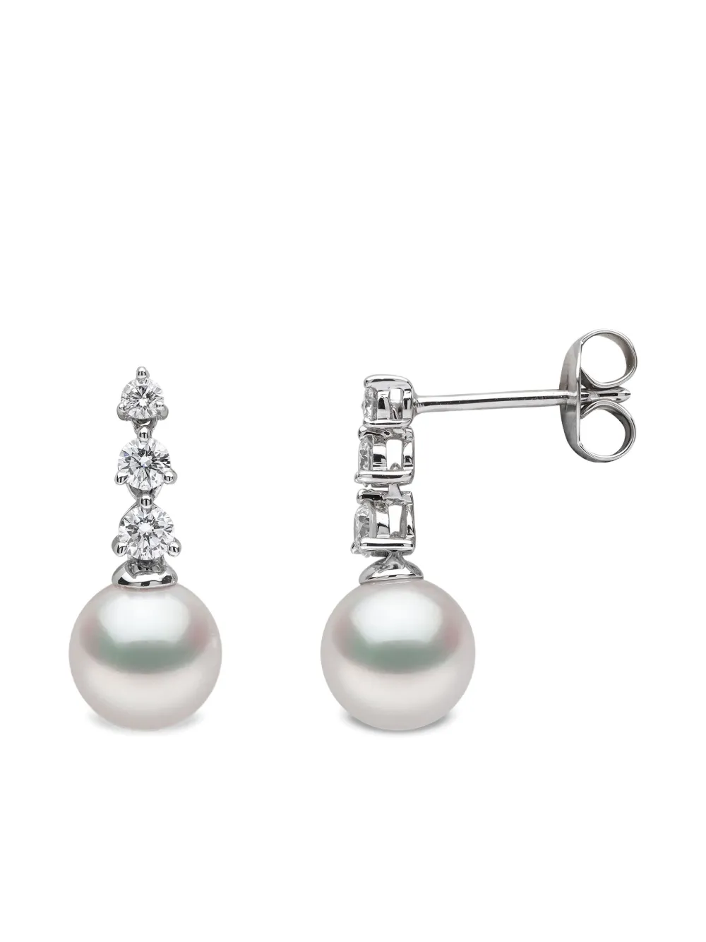 Yoko London 18k White Gold Akoya Pearl And Diamond Earring In Metallic