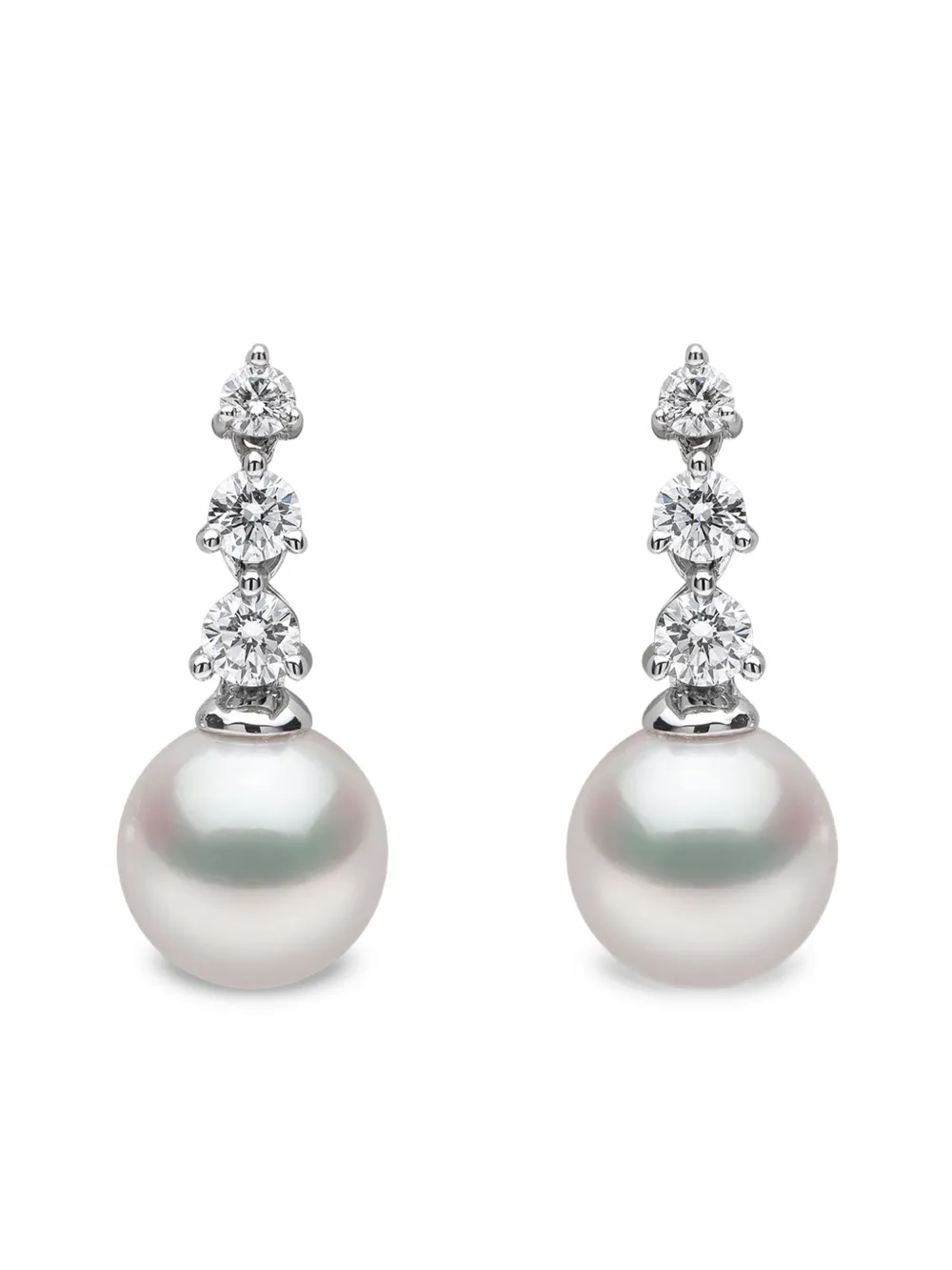 Yoko London アコヤパール&ダイヤモンド ピアス 18Kホワイトゴールド - シルバートーン Yoko London アコヤパール&ダイヤモンド ピアス 18Kホワイトゴールド - シルバートーン