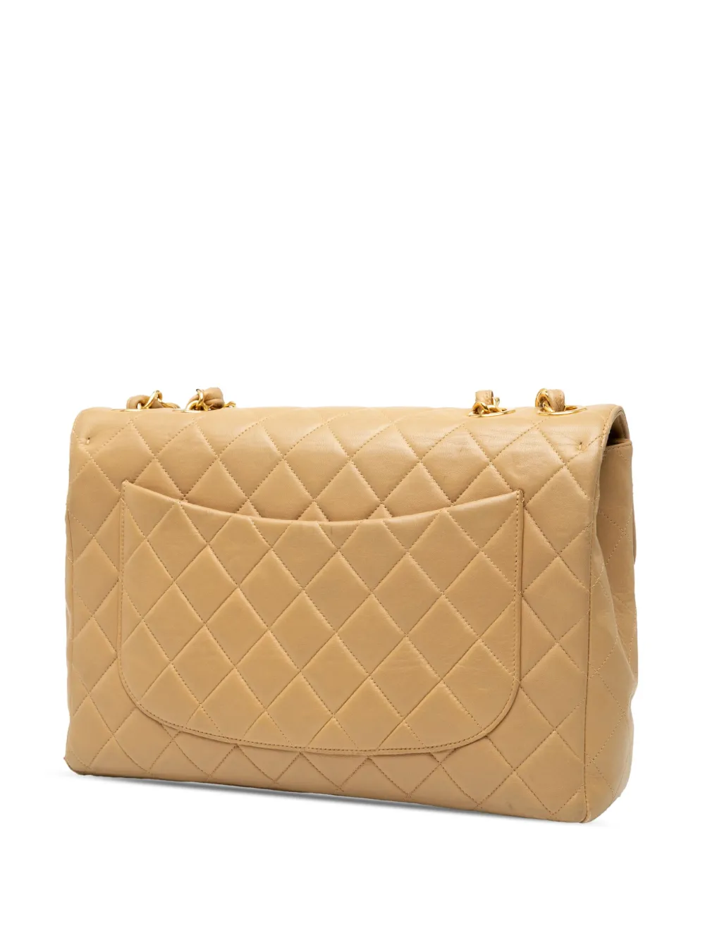Pre-owned Chanel 1994-1996 Jumbo Xl Classic Lambskin Single Flap Shoulder Bag In Brown