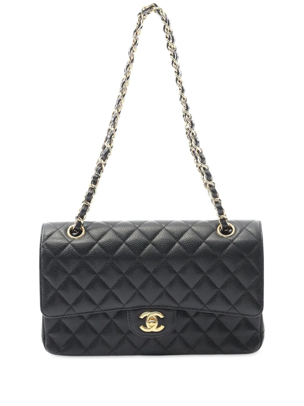 CHANEL Pre-Owned 2018-2019 Medium Classic Caviar Double Flap shoulder CHANEL Pre-Owned 2018-2019 Medium Classic Caviar Double Flap shoulder