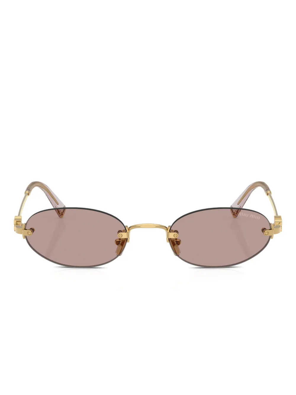 Miu Miu Oval-frame Sunglasses In Brown