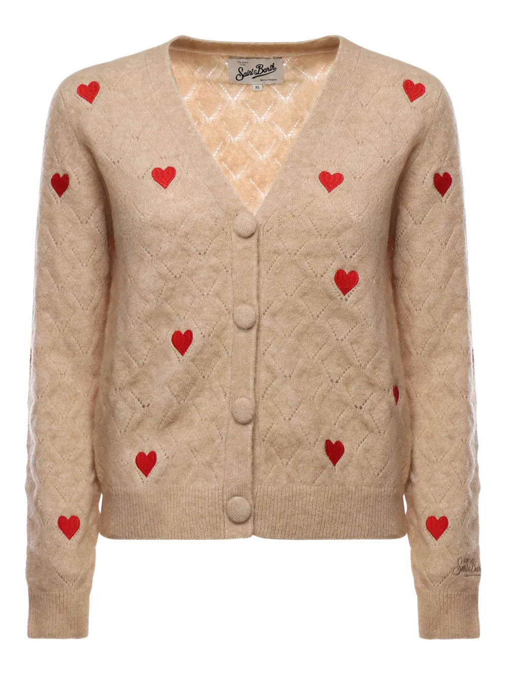 Mc2 Saint Barth Heart-motif Cardigan In Brown