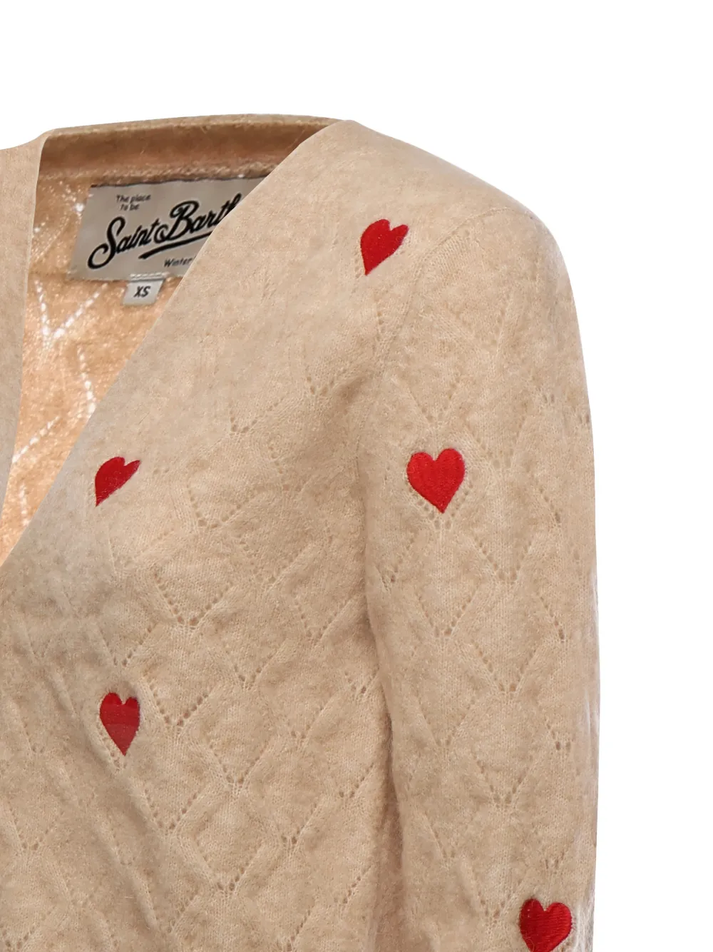 Mc2 Saint Barth Heart-motif Cardigan In Brown