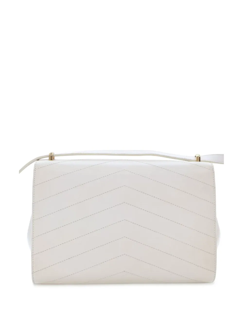 Pre-owned Chanel 2019 Medium Chevron Calfskin Casual Trip Flap Crossbody Bag In White