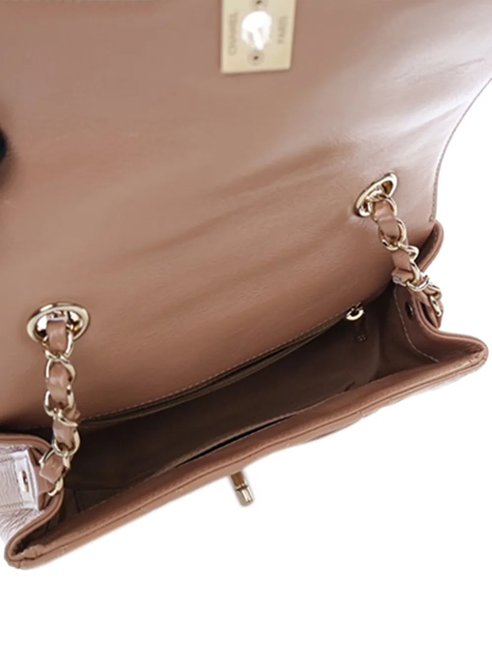 Pre-owned Chanel 2019 Mini Shiny Aged Calfskin Hold The Line Flap Crossbody Bag In Brown