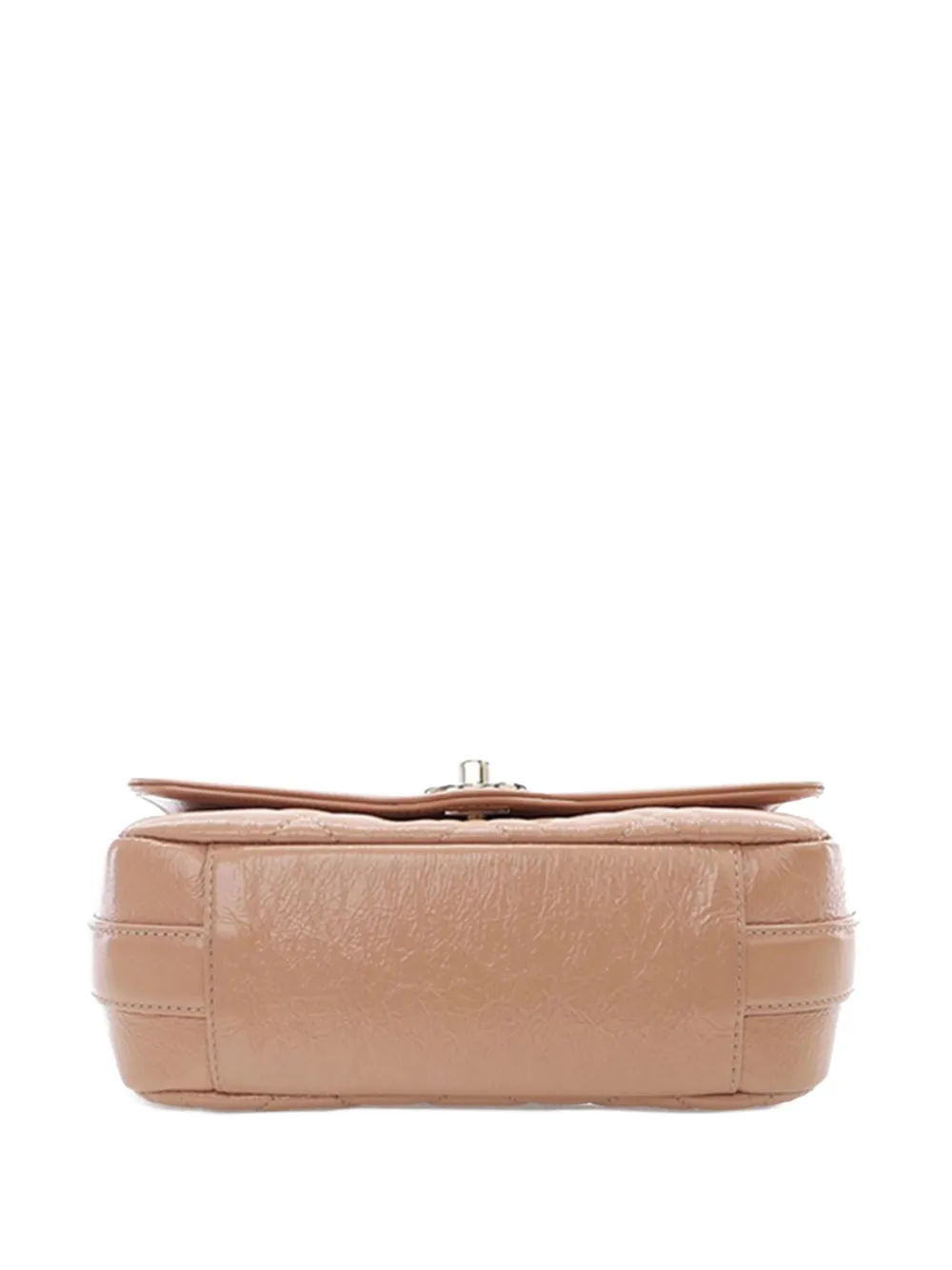 Pre-owned Chanel 2019 Mini Shiny Aged Calfskin Hold The Line Flap Crossbody Bag In Brown