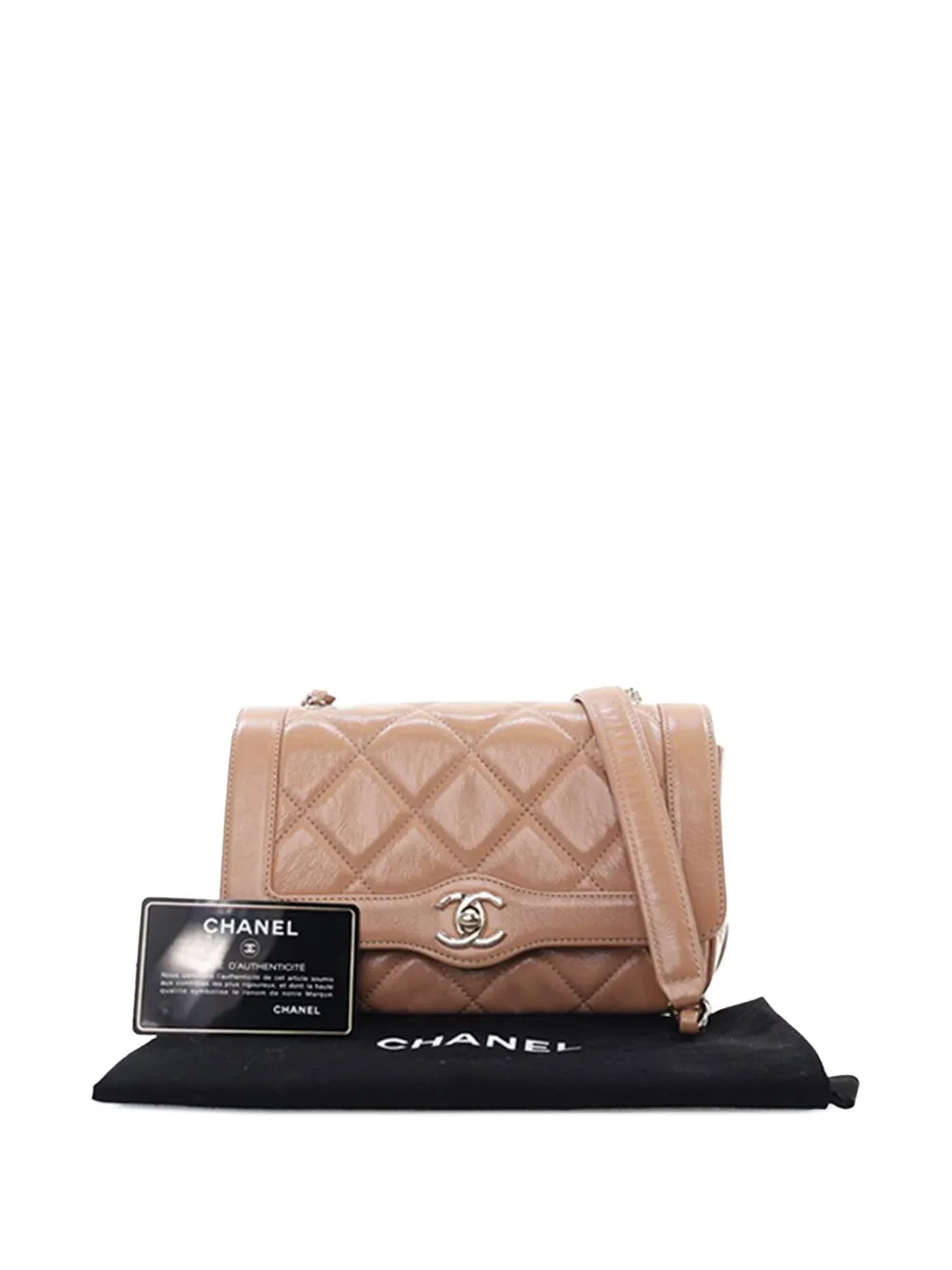 Pre-owned Chanel 2019 Mini Shiny Aged Calfskin Hold The Line Flap Crossbody Bag In Brown