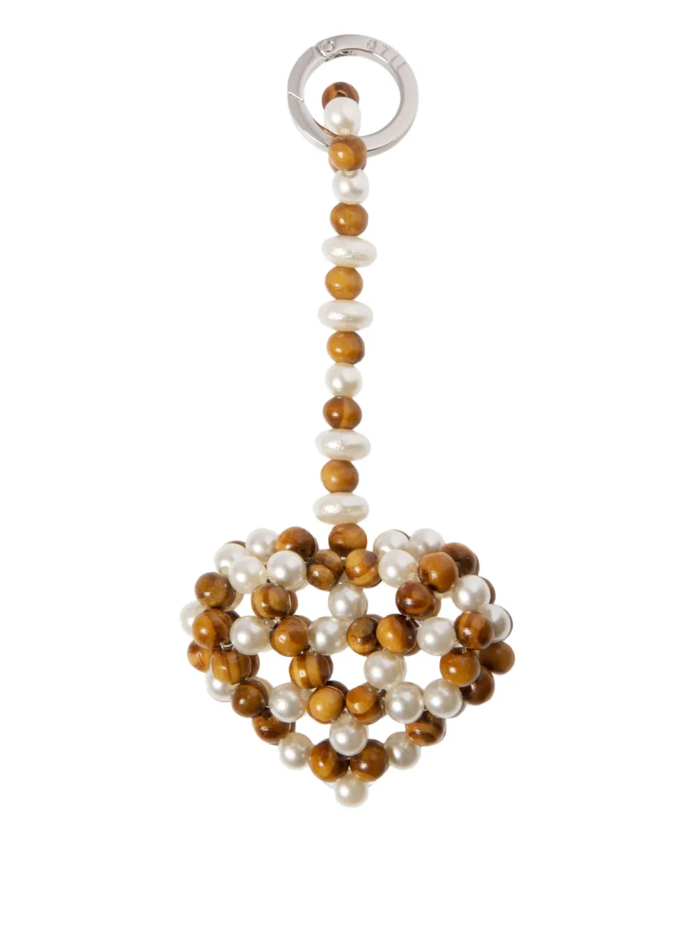 0711 Beaded Heart-shaped Keychain In Multi