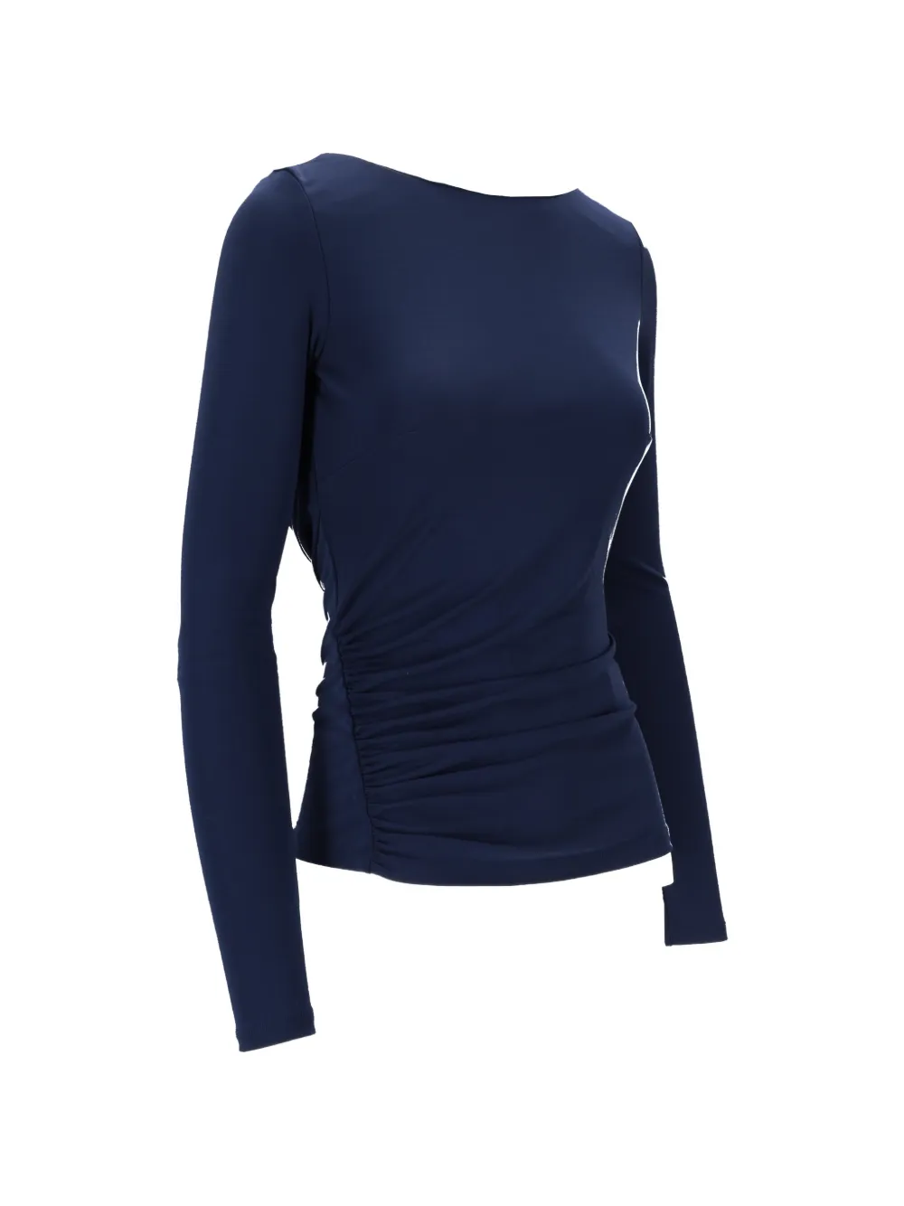 Elisabetta Franchi gathered-detail long-sleeved blouse - Blauw