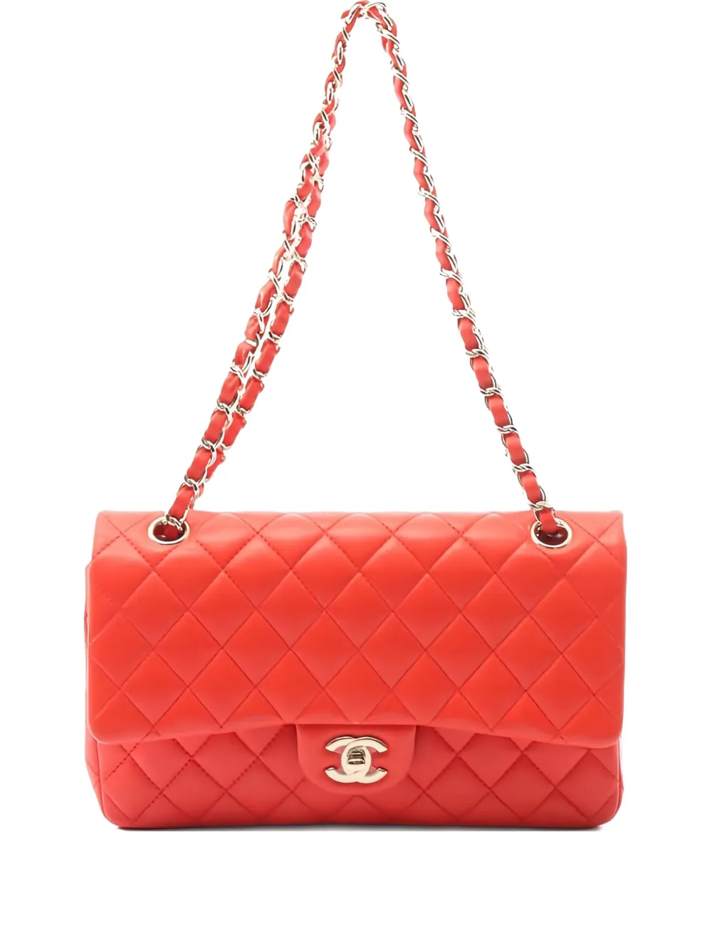 Pre-owned Chanel 2016-2017 Double Flap Matelasse Chain Shoulder Bag In Orange