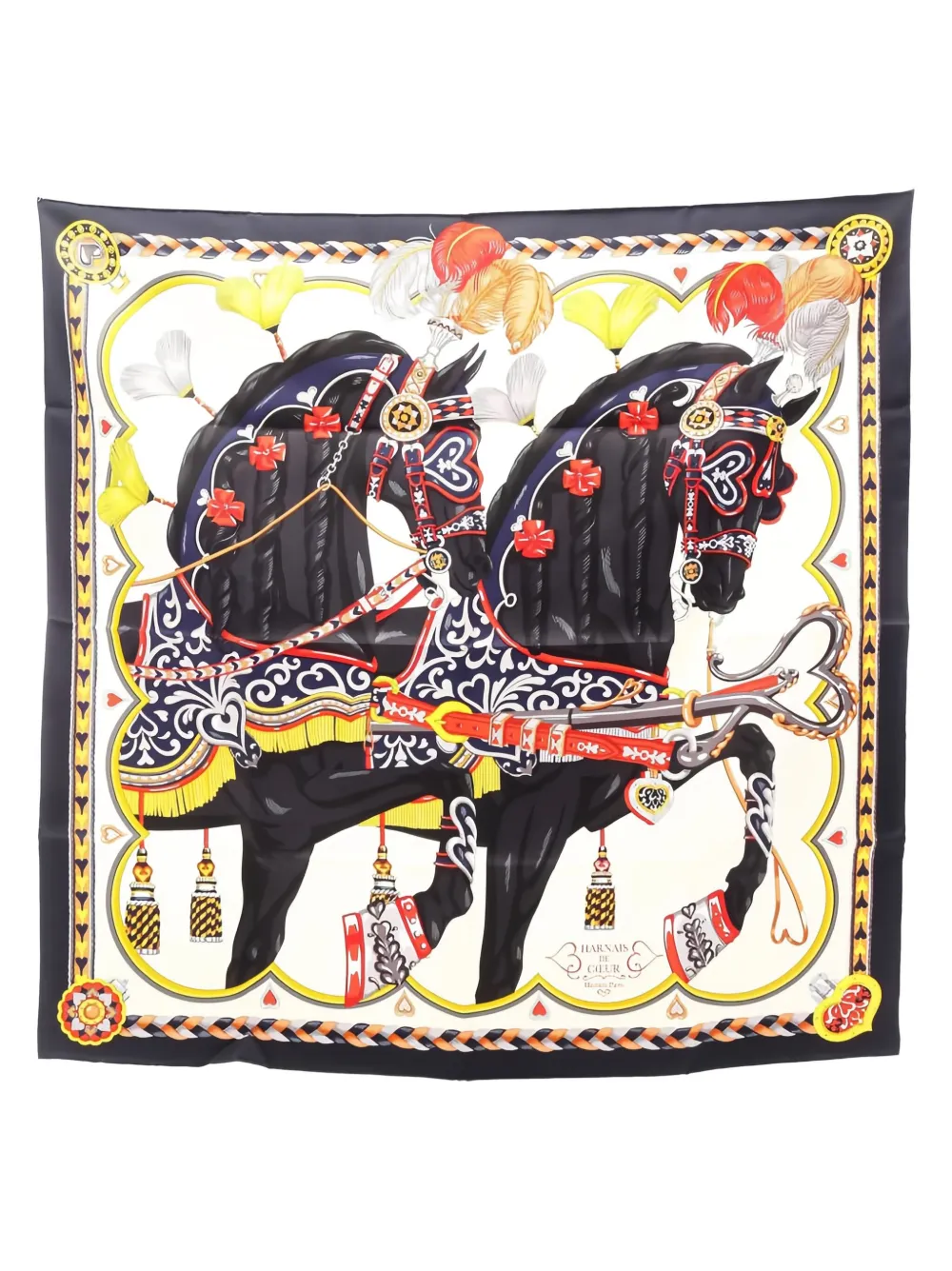 Hermès Pre-Owned 2020s Harnais de Coeur シルクスカーフ - ニュートラル Hermès Pre-Owned 2020s Harnais de Coeur シルクスカーフ - ニュートラル