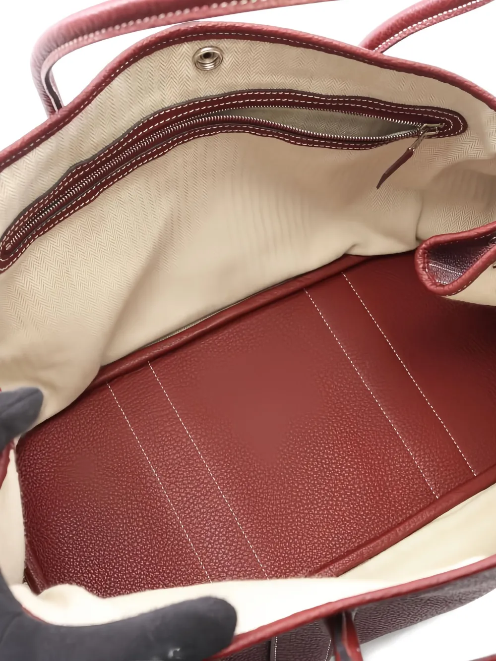 Pre-owned Hermes Medium 2011 Garden Party Pm Leather Tote Bag In Red