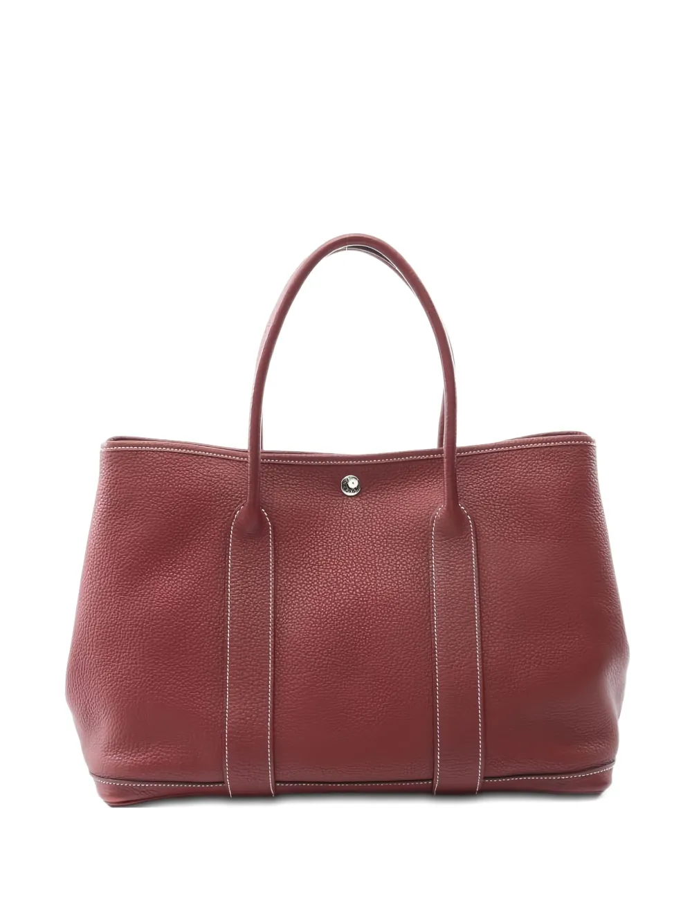 Pre-owned Hermes Medium 2011 Garden Party Pm Leather Tote Bag In Red