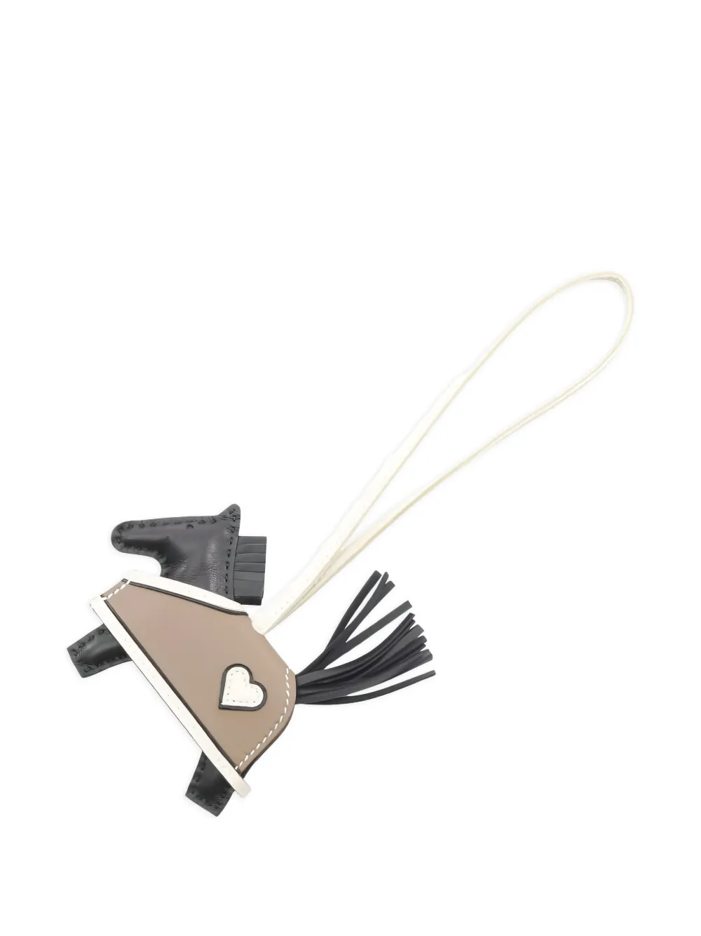 Pre-owned Hermes 2025 Rodeo Robeo Coeur Pm Bag Charm In Neutral