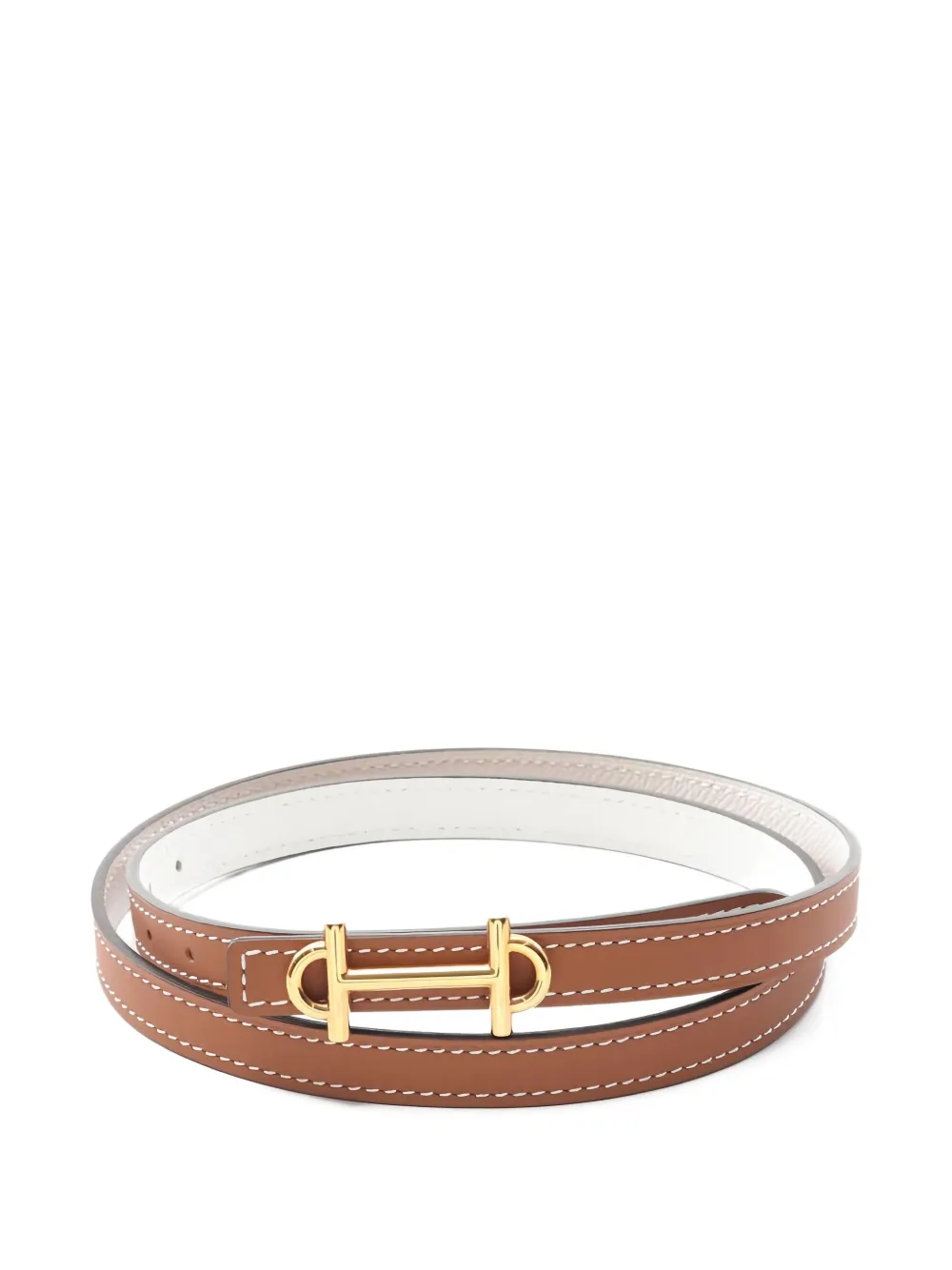 Pre-owned Hermes 2023 Gamma Reversible Belt In White