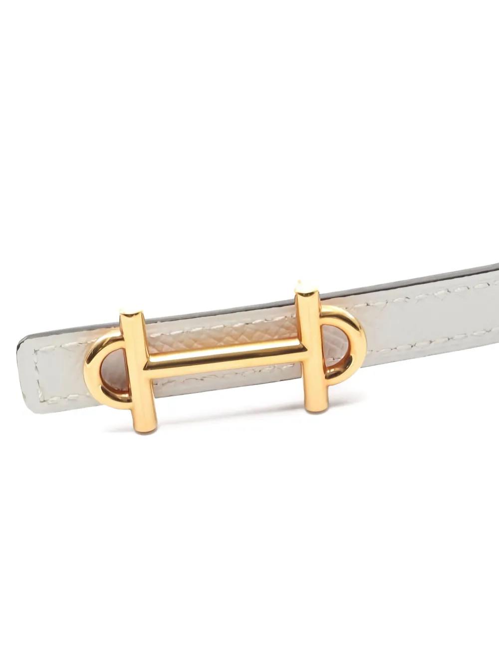 Pre-owned Hermes 2023 Gamma Reversible Belt In White