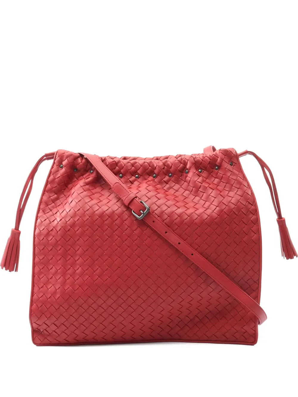 Bottega Veneta Pre-Owned 2010s Intrecciato tassel-detail shoulder bag - Rosso