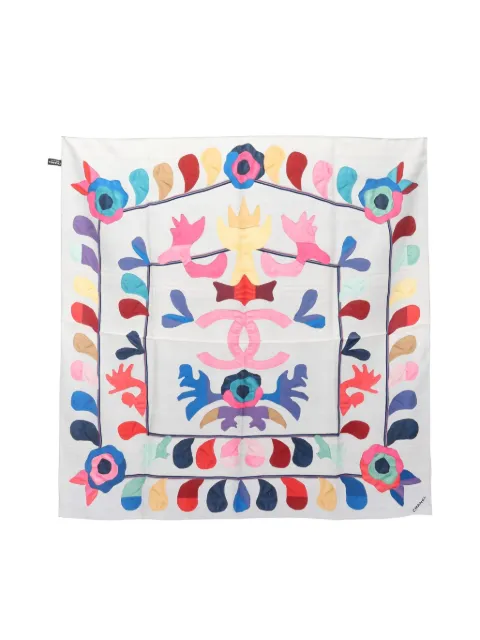 CHANEL Pre-Owned 1986-1988 Coco Mark Seidenschal mit Blumen